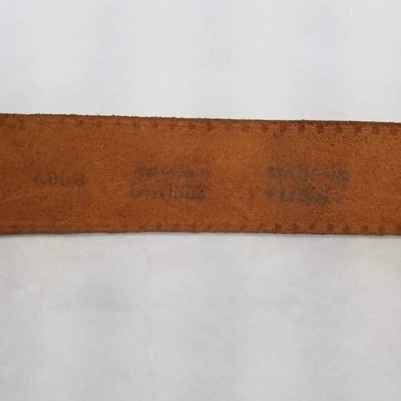 Leather Belt Women M Brown Top Grain Western Brass Buckle Medallion 29"-32" VTG - Picture 7 of 12